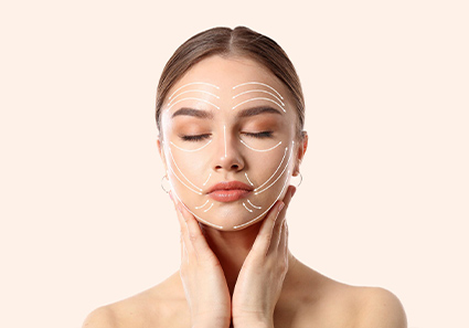 woman facial target area for injectables
